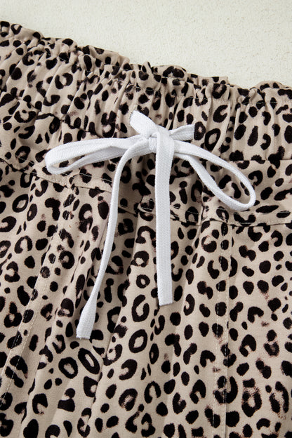 Leopard Terry Knit Wide Leg Pants