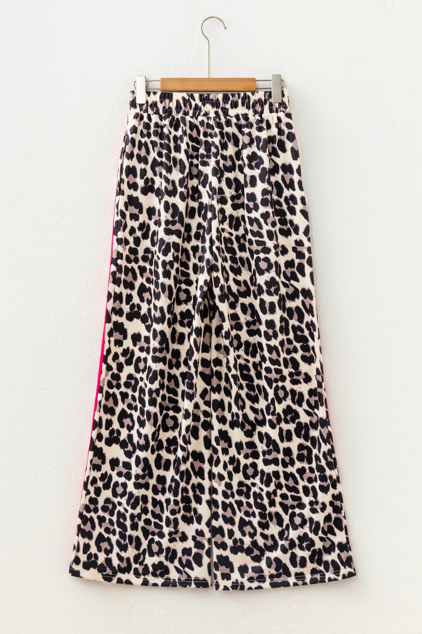 Leopard Tie Waist Contrast Detail Casual Pants