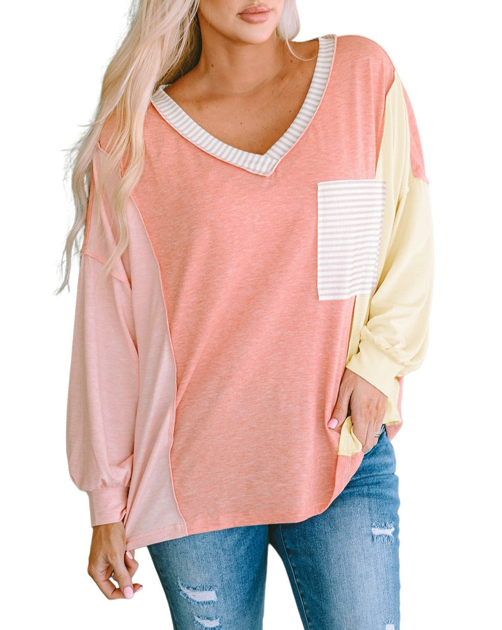 Stripe Colorblock Long Sleeve Shirt