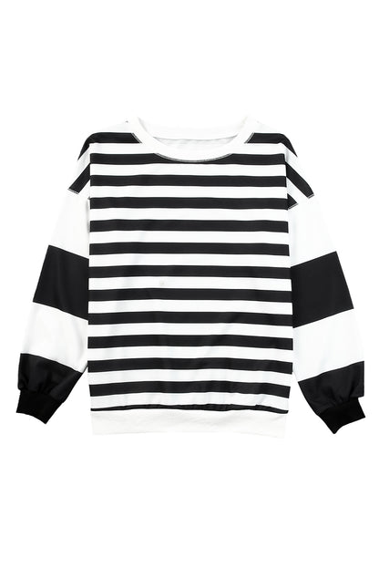 Stripe Drop Shoulder Pullover Sweatshirt