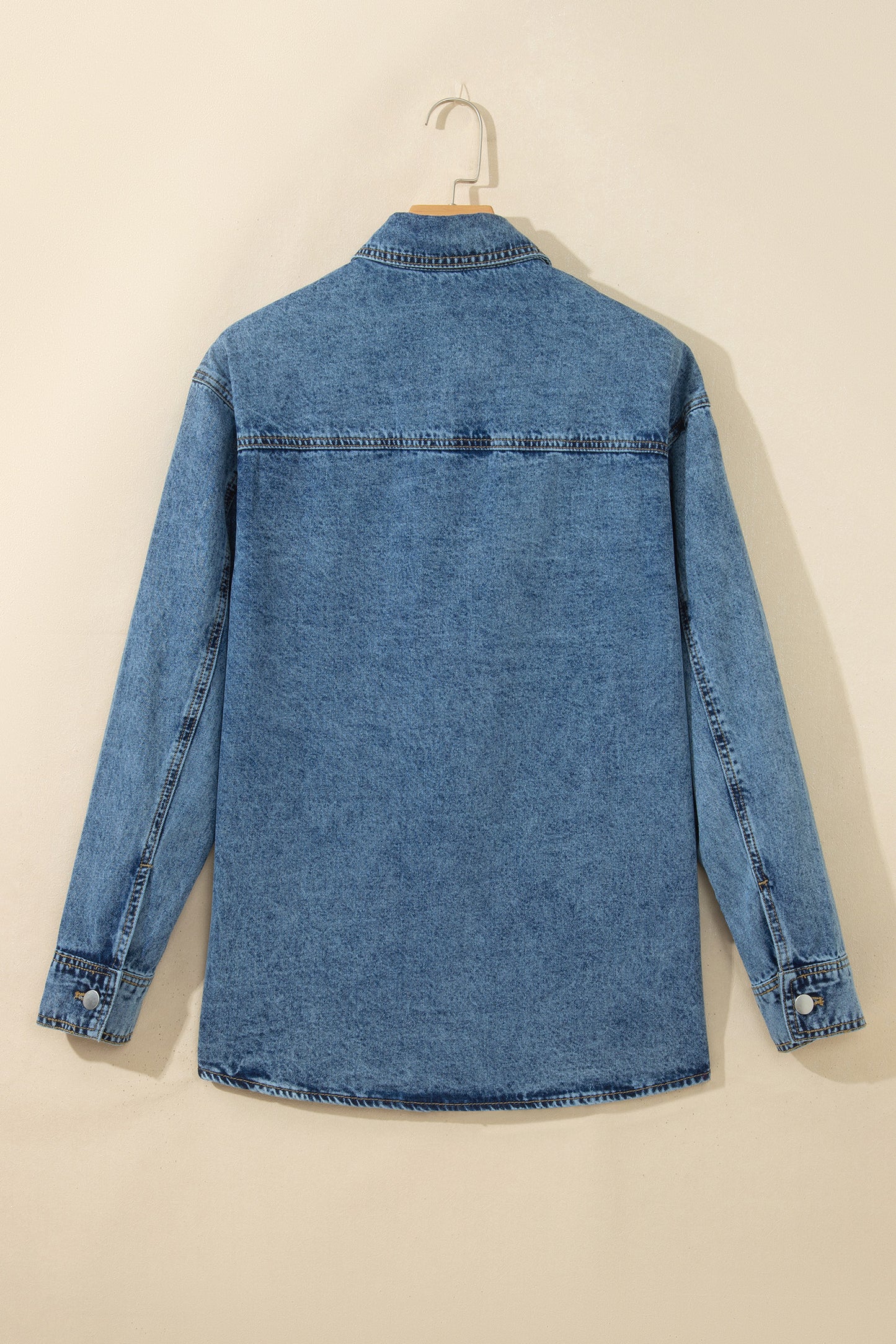 Western Studded Denim Buttoned Chest Pocket Jacket