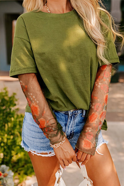 Floral Long Sleeve Patchwork Tee