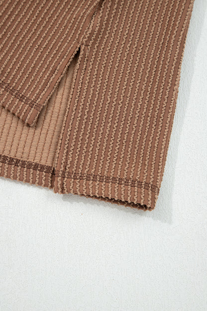 Solid Corded Knit Long Sleeve Top