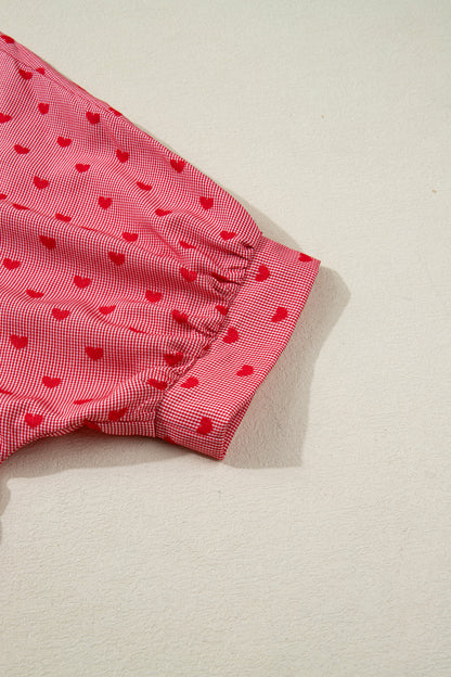 Valentine Heart Short Sleeve Buttoned Shirt