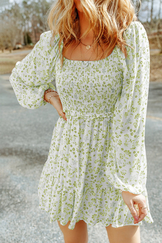 Floral Smocked Long Sleeve Dress