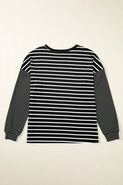 Stripe Patchwork Long Sleeve Tee