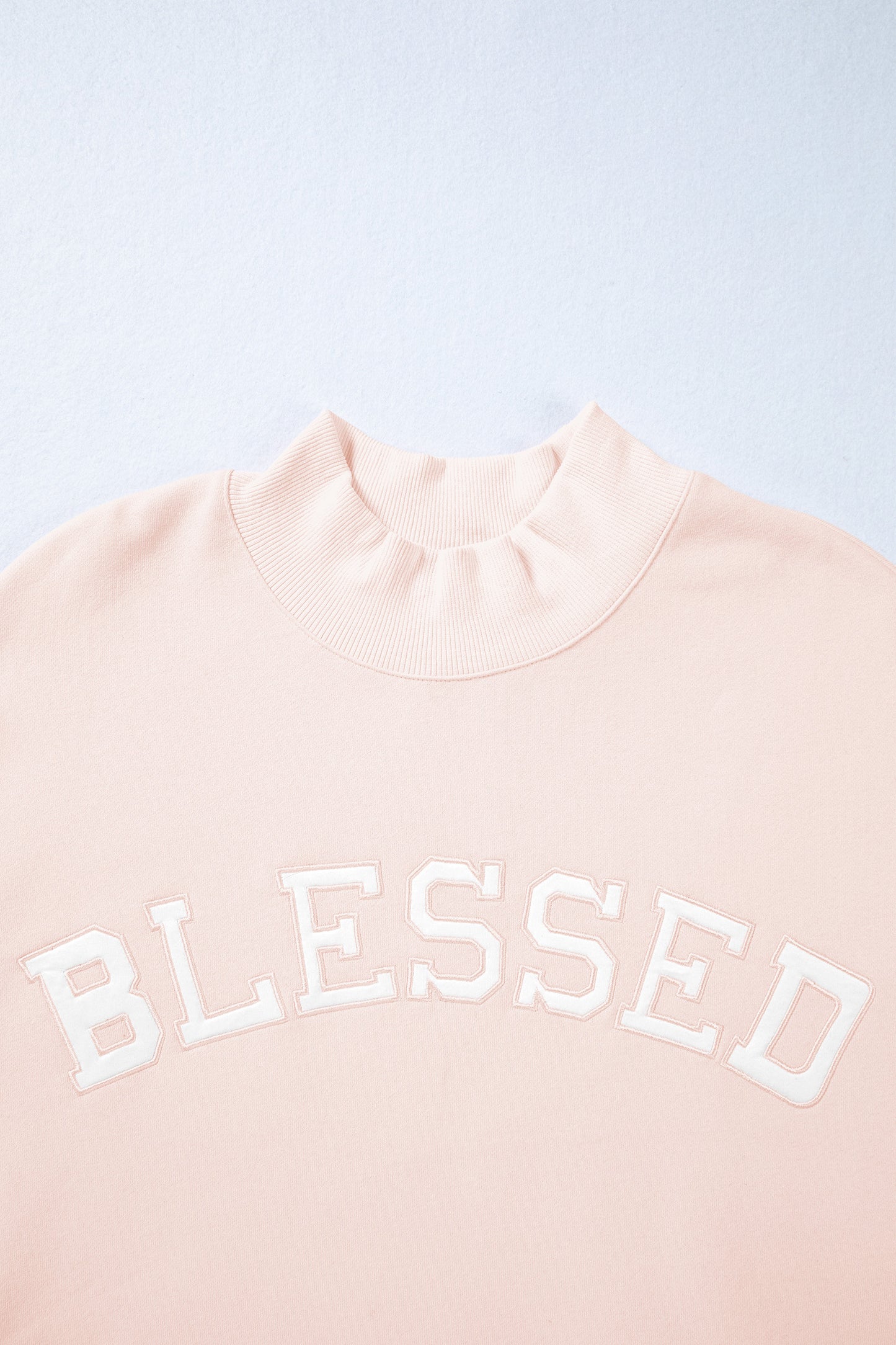 Blessed Embroidered Mock Neck Oversize Sweatshirt