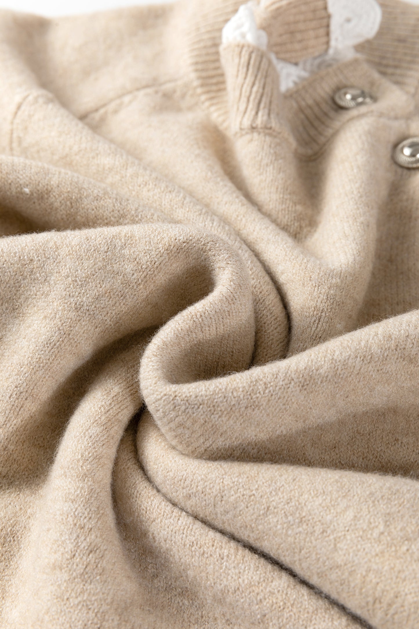 Lace Trim Buttoned Raglan Sleeve Sweater Dress