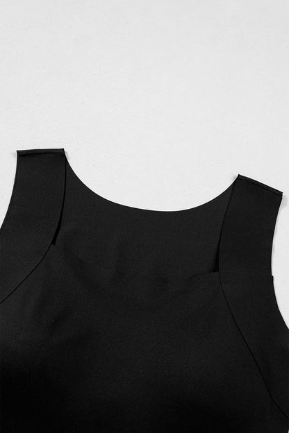 Solid Wide Strap Athleisure Tank Top