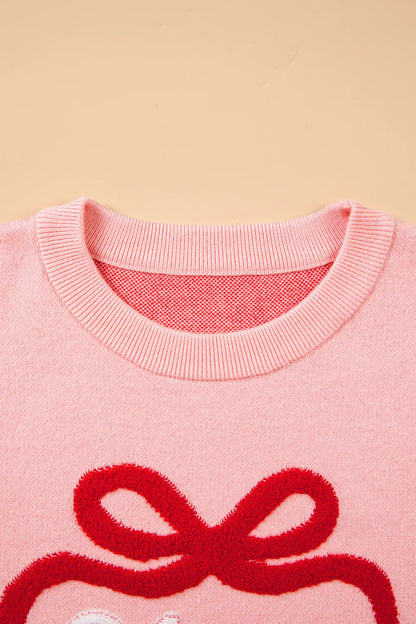 Christmas Bow Merry & Bright Bouclé Textured Sweater