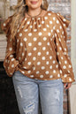 Polka Dot Ruched Blouse Plus Size