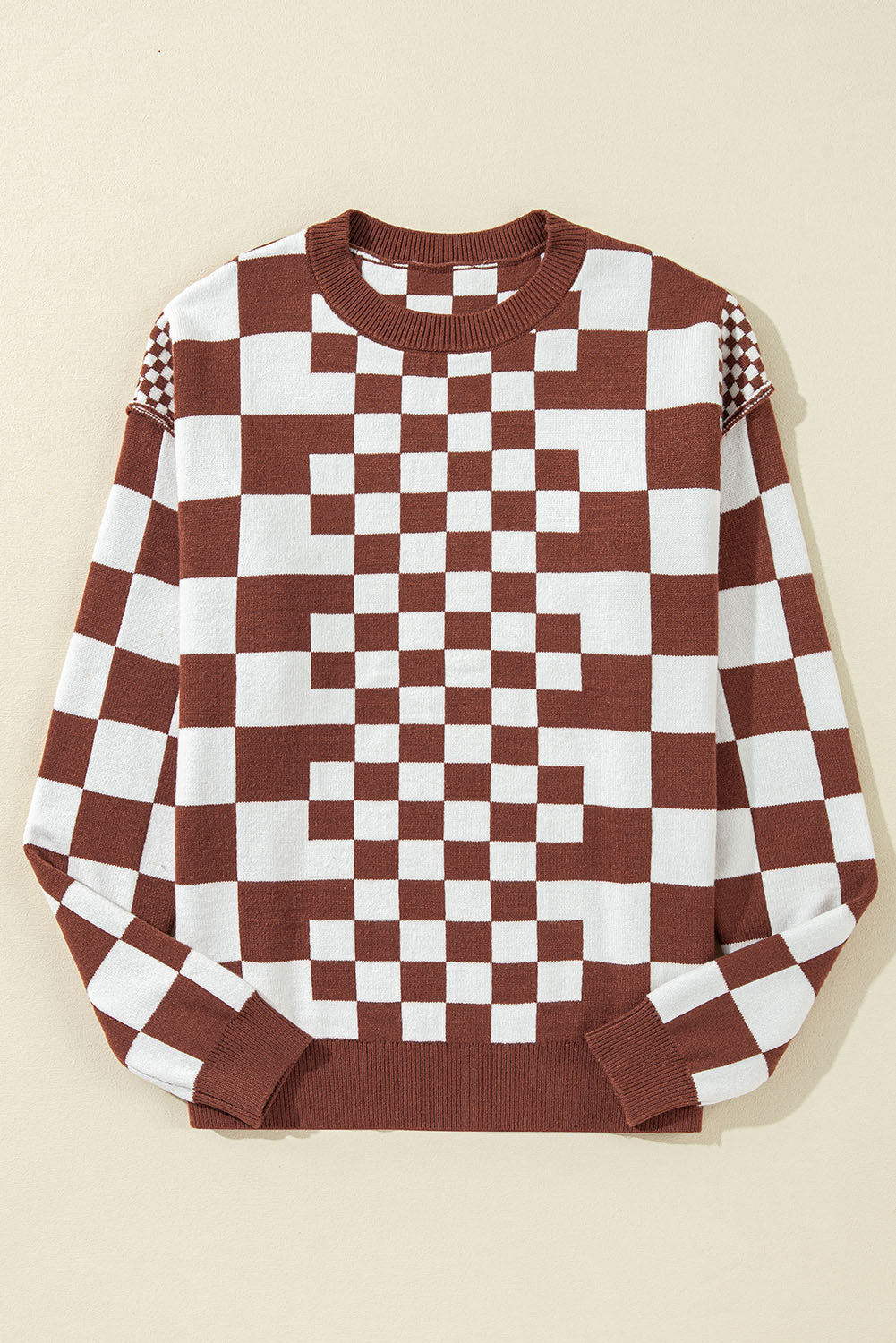 Checker Round Neck Sweater