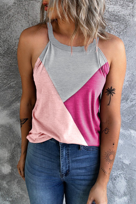 Geometric Colorblock Sleeveless Top