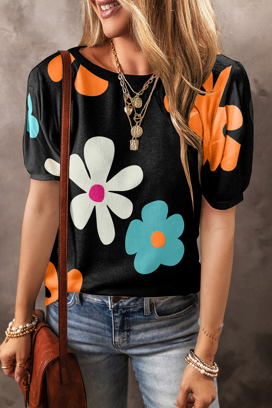 Floral Bubble Sleeve Tee