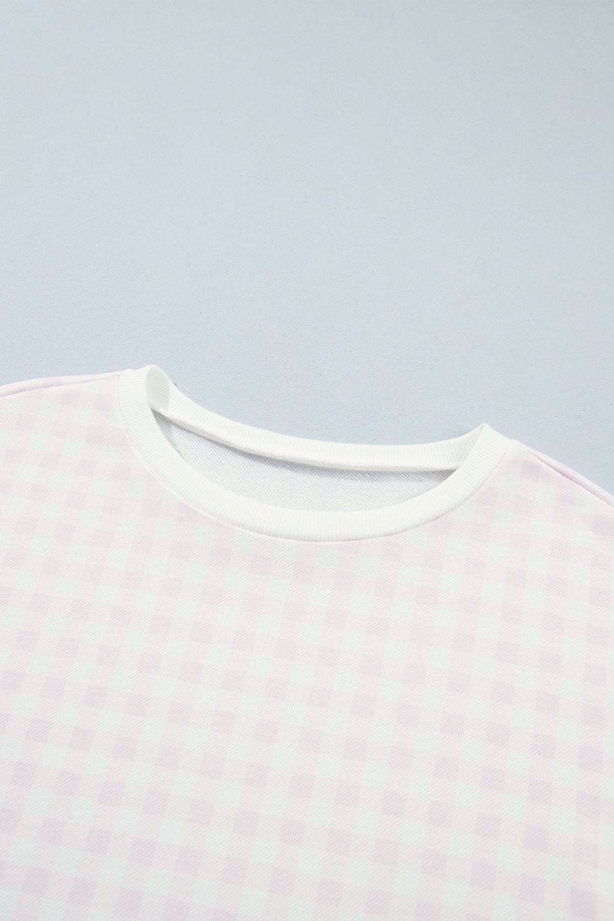 Gingham Round Neck Drop Shoulder Sweatshirt