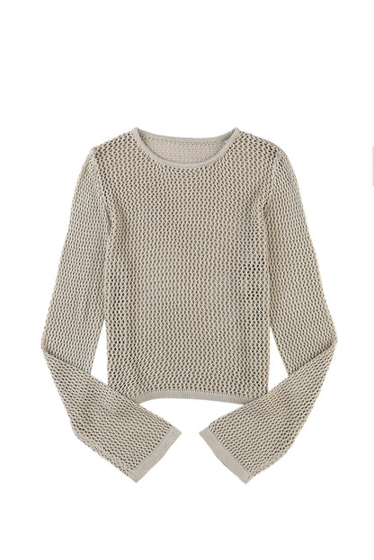 Hollowed Knit Long Sleeve Top