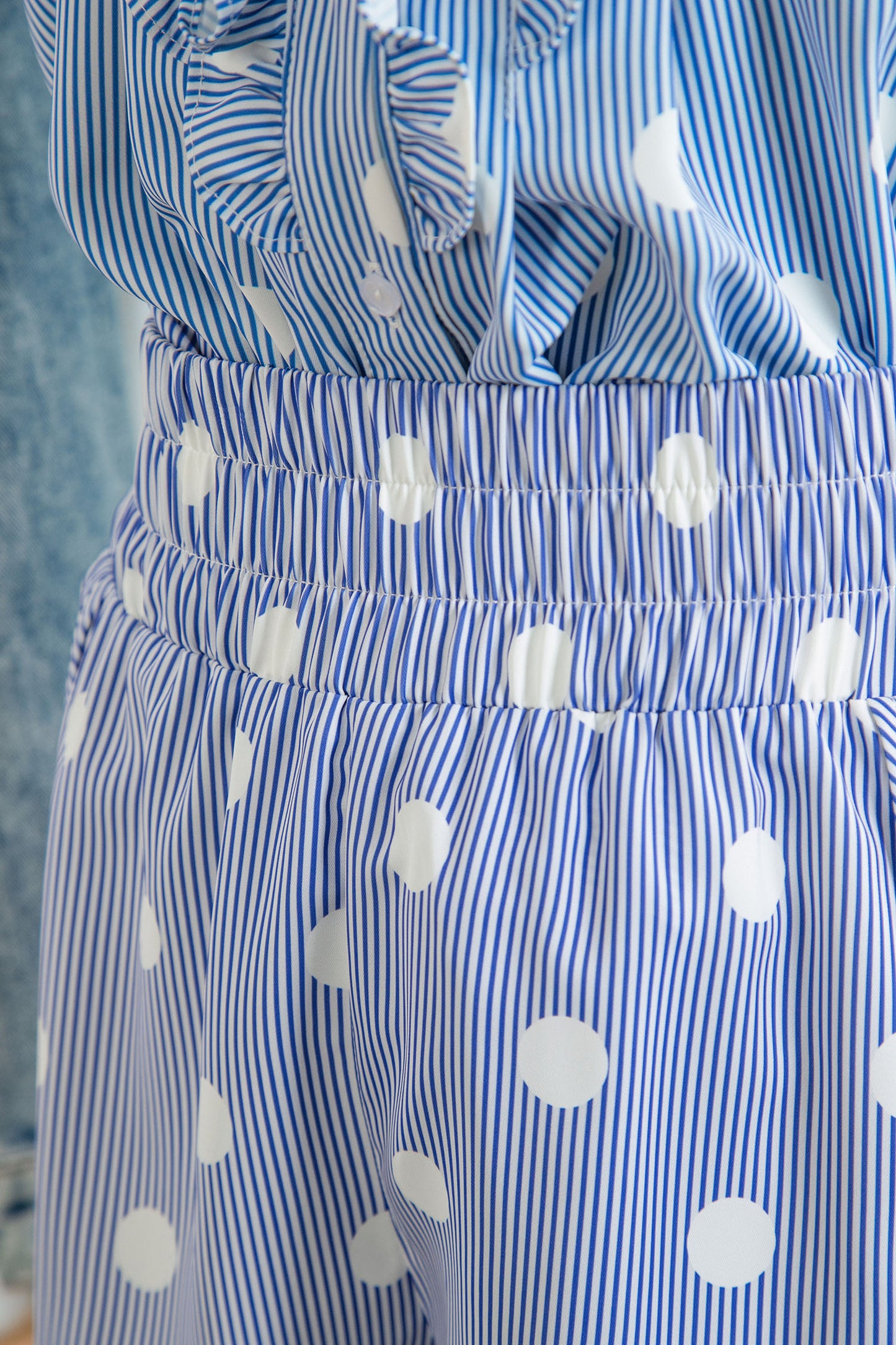 Polka Dot Shirred High Waist Shorts