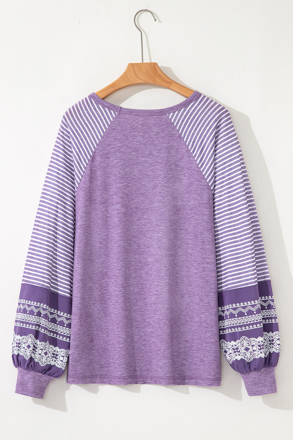 Stripe Patchwork Raglan Long Sleeve Top