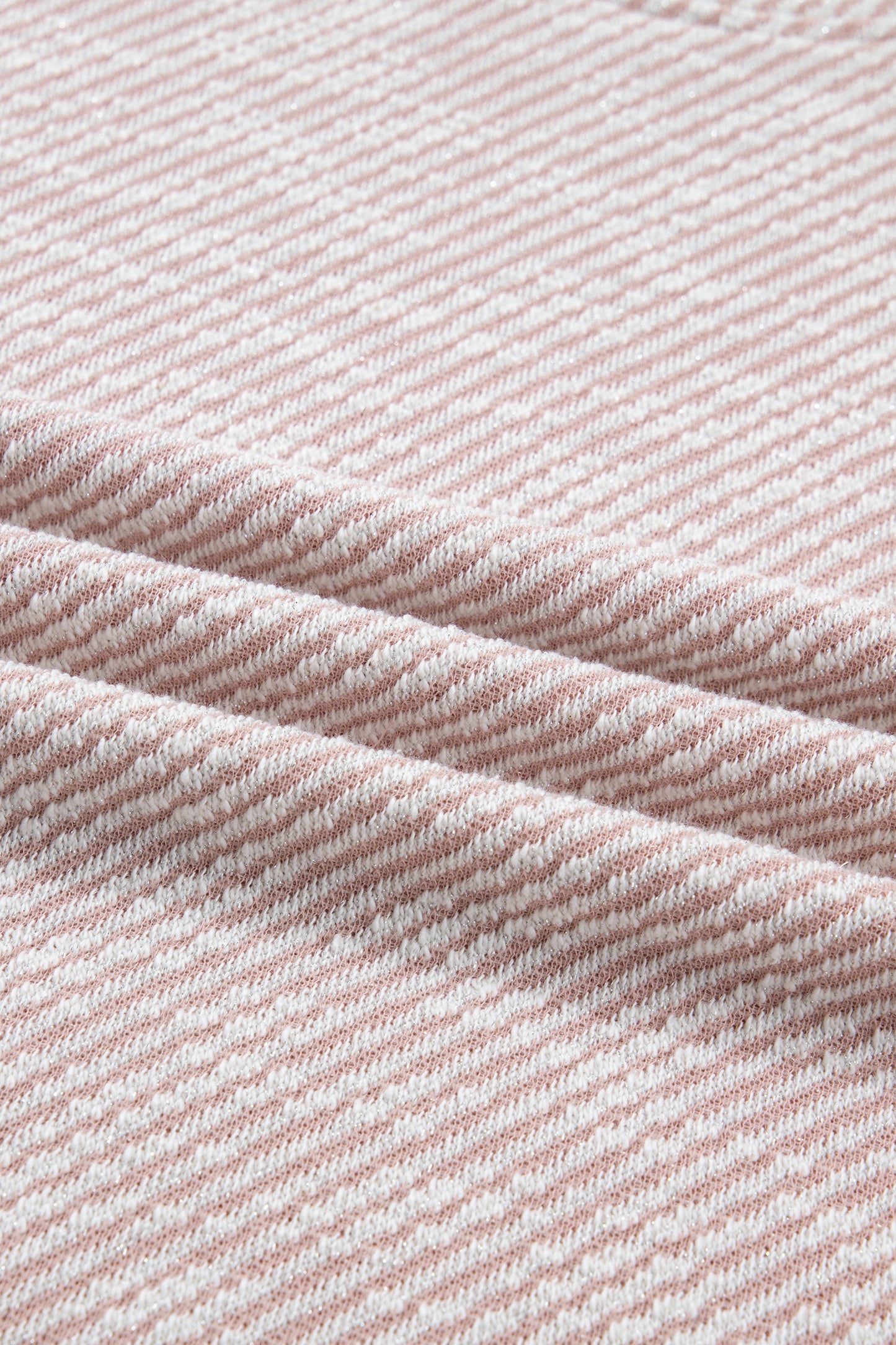 Stripe Lace Ruffle Short Sleeve Twill Blouse