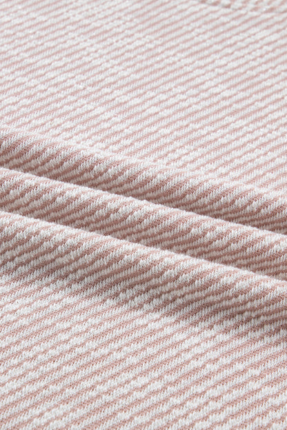 Stripe Lace Ruffle Short Sleeve Twill Blouse