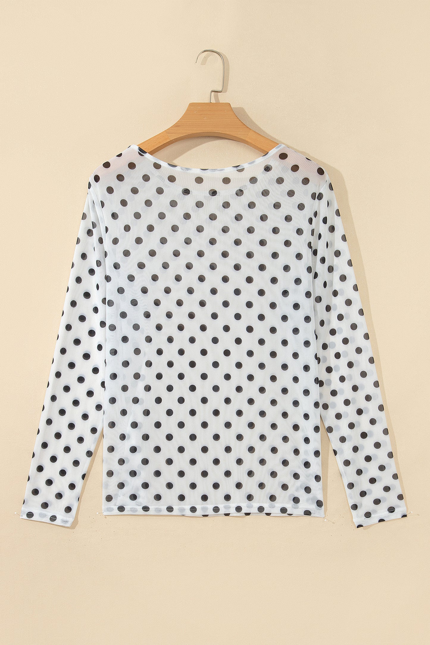 Polka Dot Sheer Mesh Long Sleeve Shift Top
