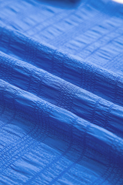 Solid Textured Ruffled Sleeve Round Neck Top