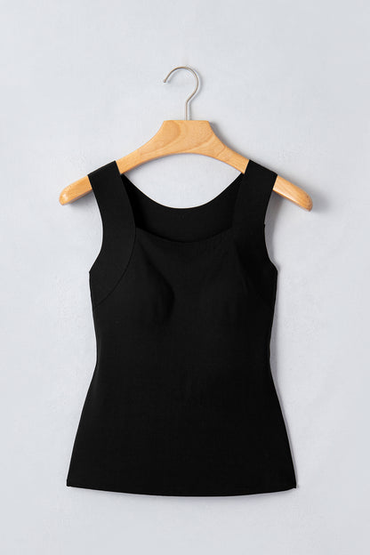 Solid Wide Strap Athleisure Tank Top
