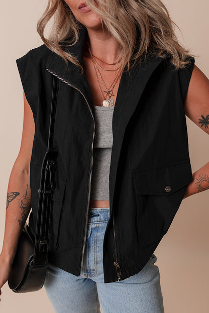 Flap Pocket Zip-Up Vest