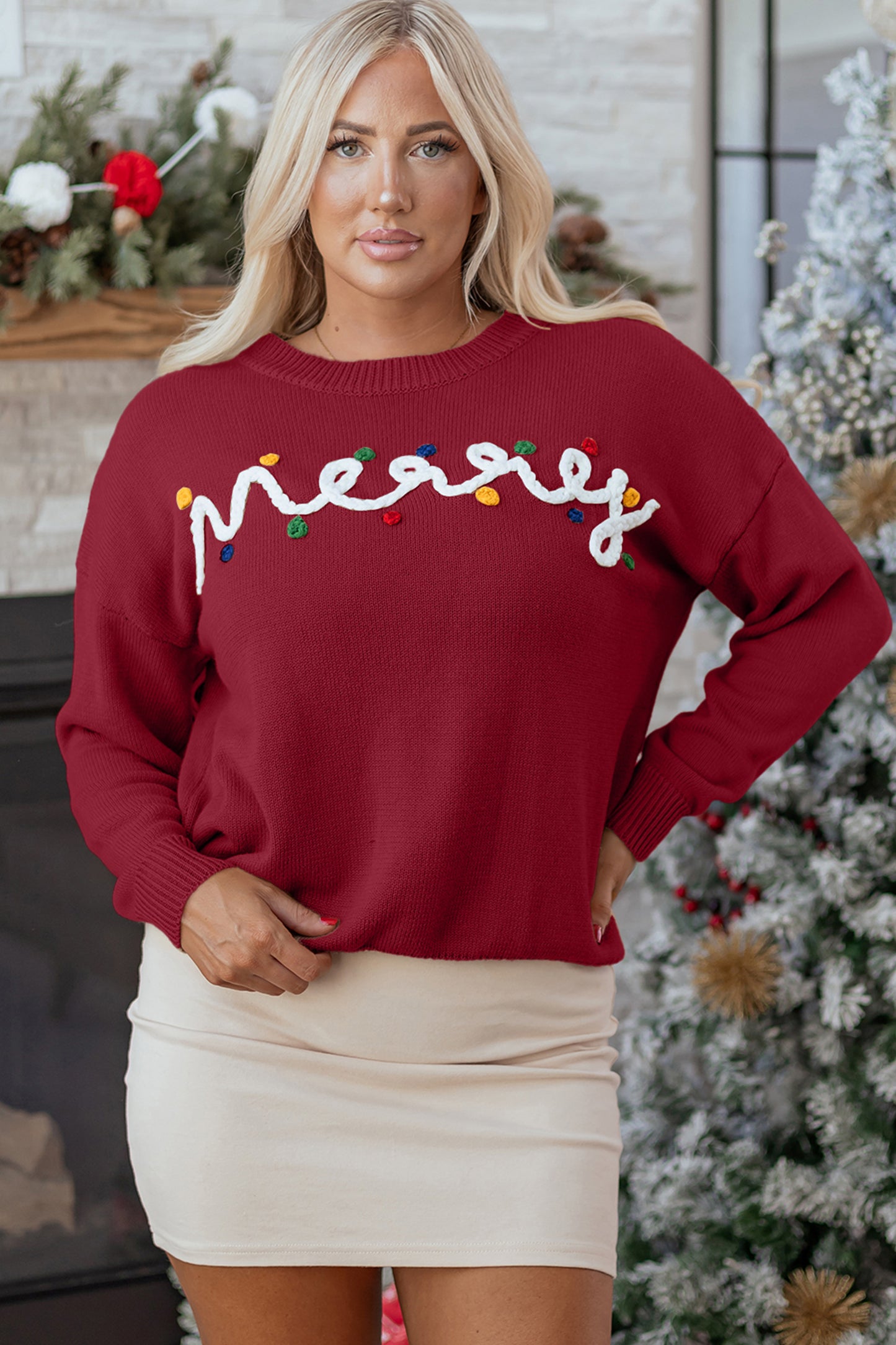 Christmas Merry Dot Dolman Sleeve Sweater