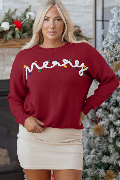 Christmas Merry Dot Dolman Sleeve Sweater