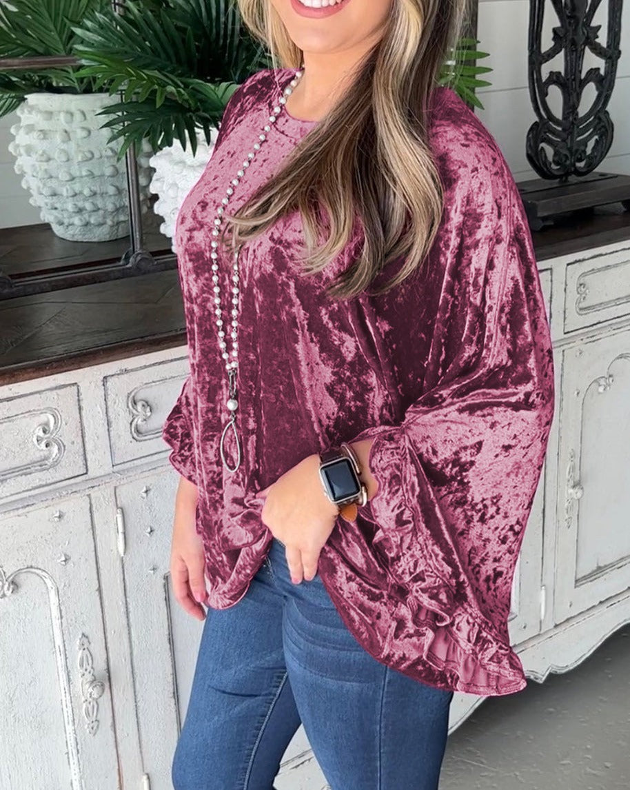 Velvet Pagoda Sleeve Top