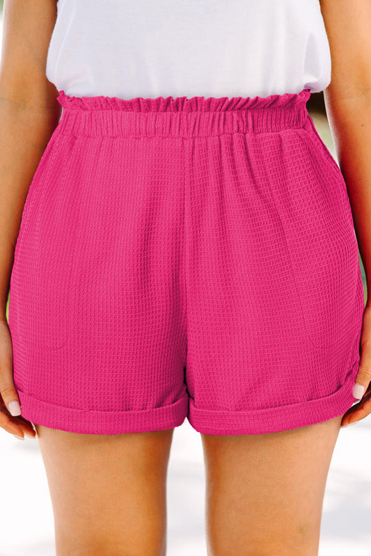 Waffle Elastic Waist Shorts Plus Size