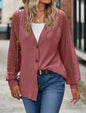 Waffled Knit Buttoned Cardigan