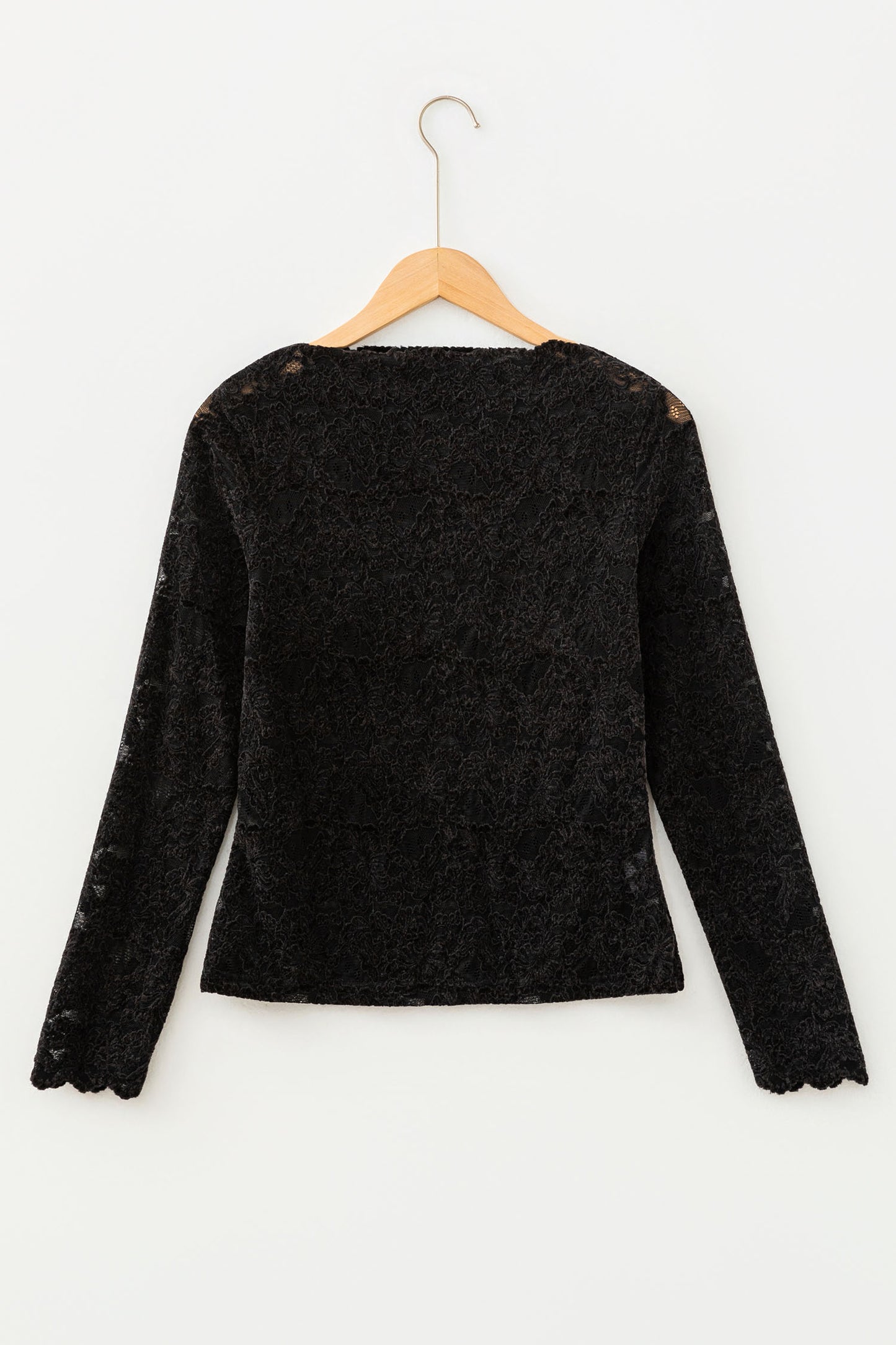 Lace Stand Neck Long Sleeve Elegant Top