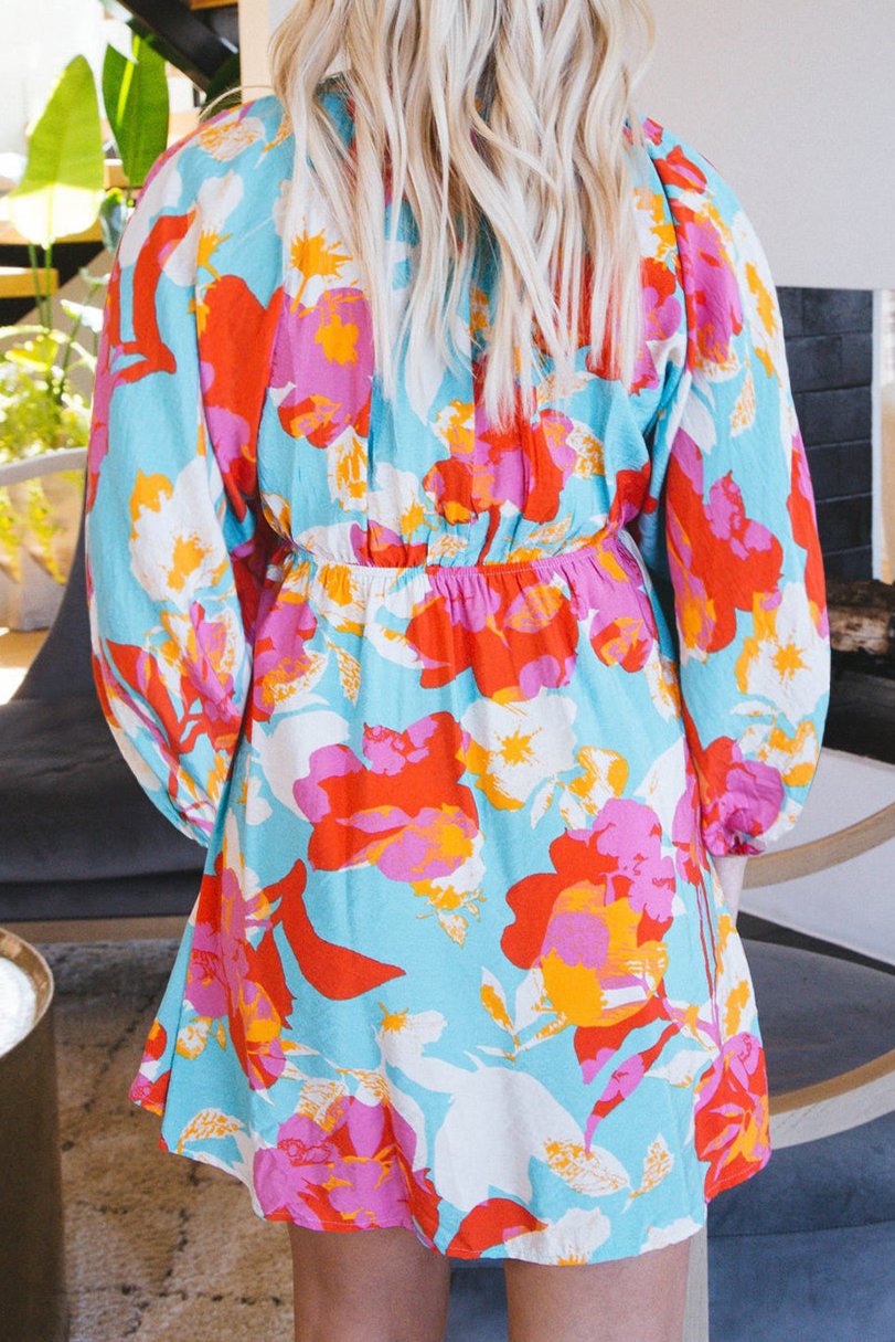 Floral 3/4 Sleeve Mini Dress