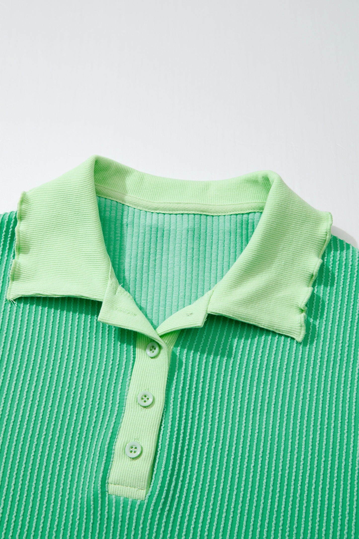 Colorblock Corded Knit Oversized Polo T-Shirt Dress