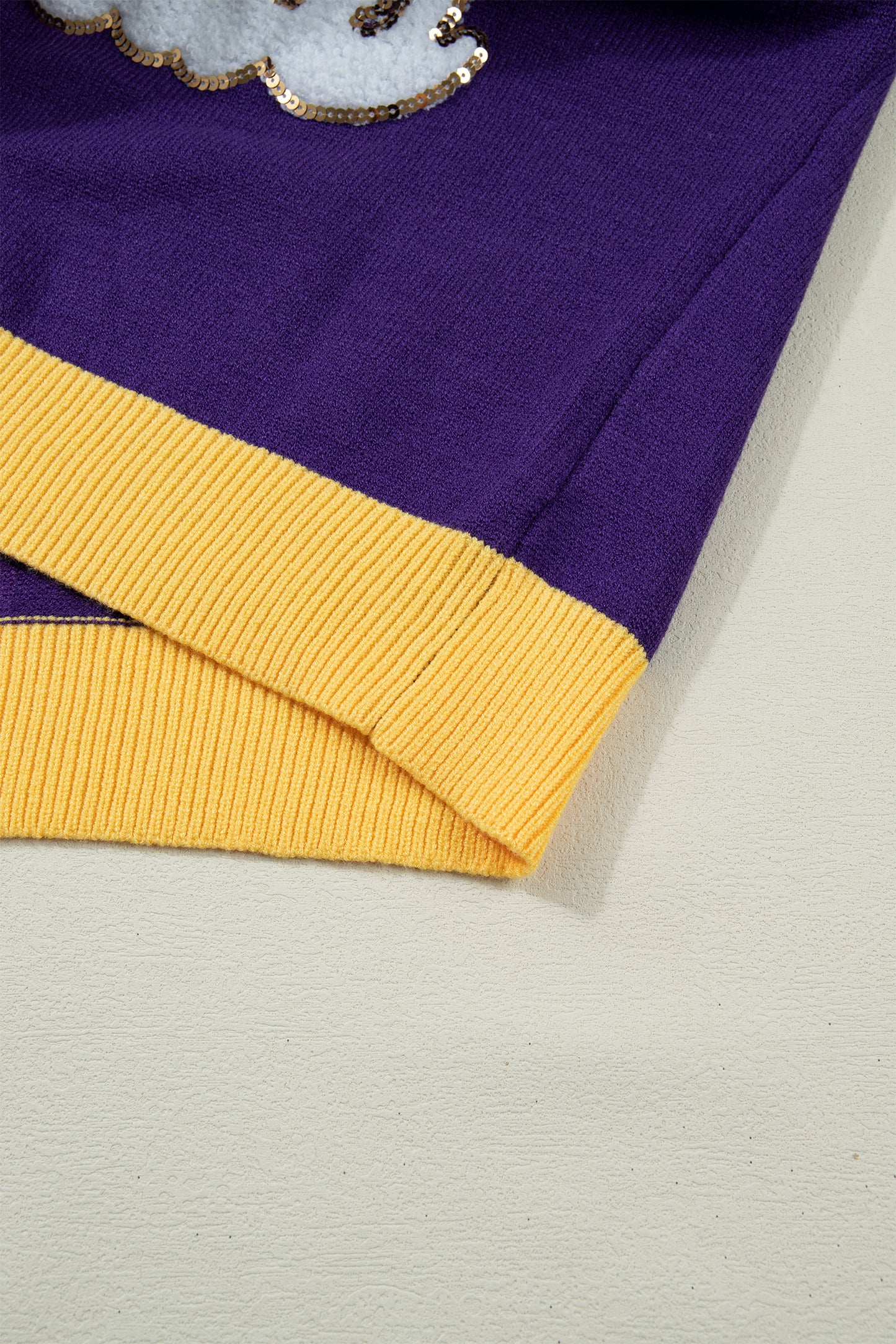 Mardi Gras Colorblock Fuzzy Patchwork Sweater