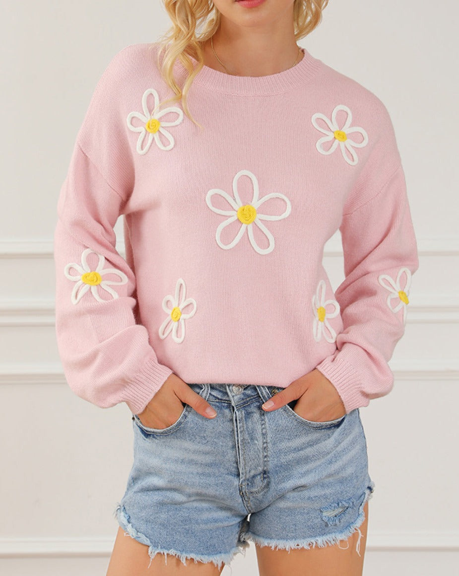 Floral Embroidered Crewneck Sweater