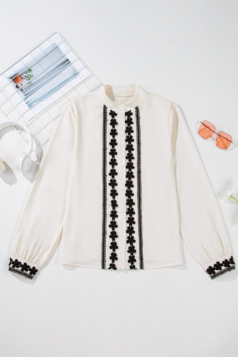 Floral Embroidered Long Sleeve Shirt