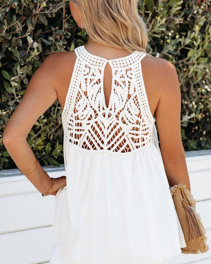 Crochet Lace Sleeveless Babydoll Top