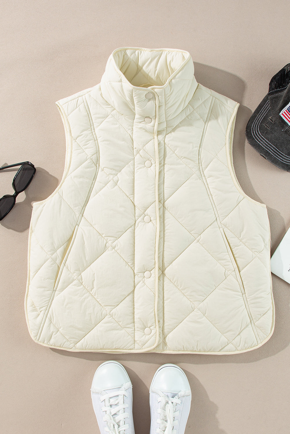 Quilted Button-Up Vest Coat