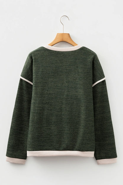 Contrast Trim Knit Drop Shoulder Top