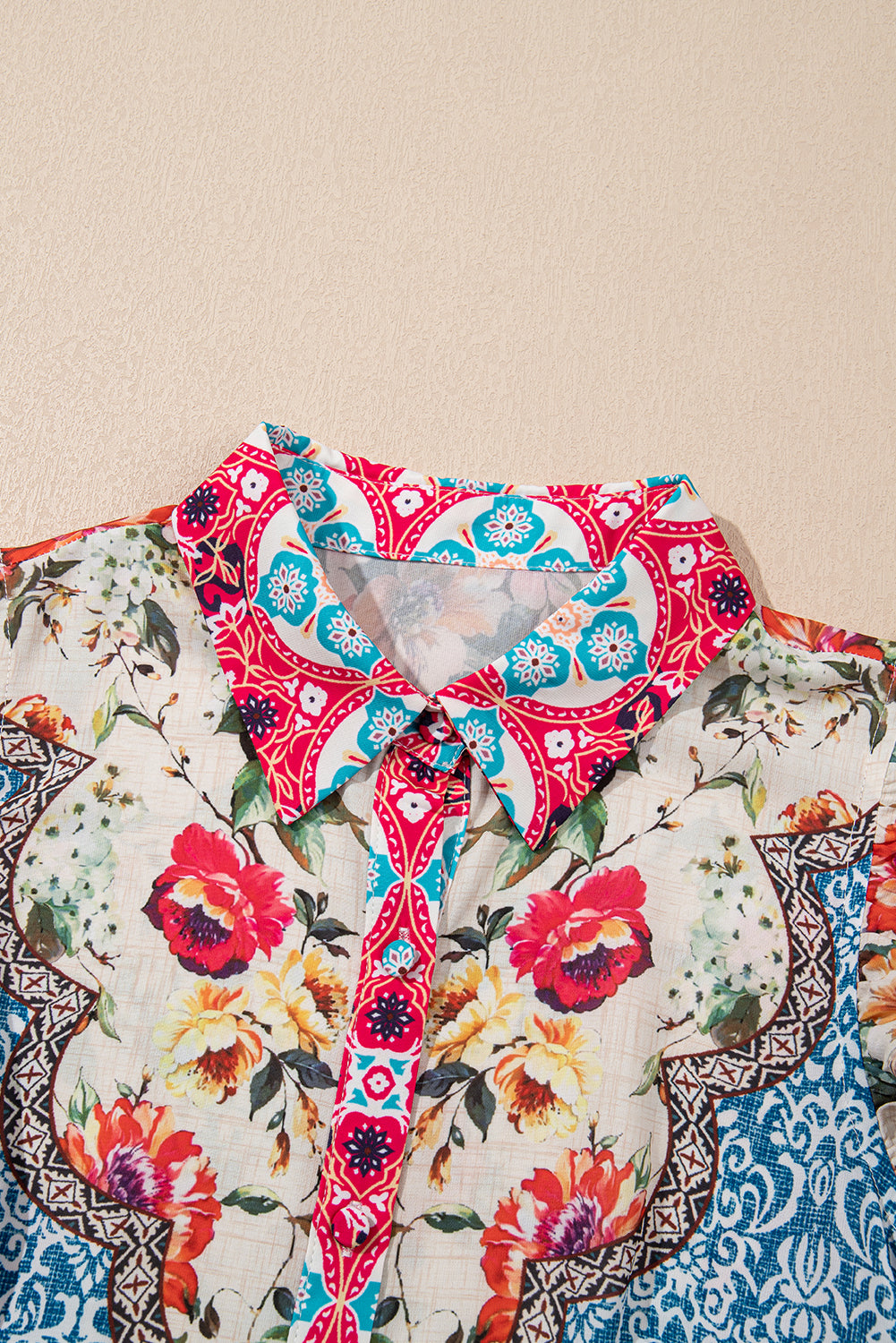 Floral Ruffle Flutter Sleeve Buttoned Mini Dress