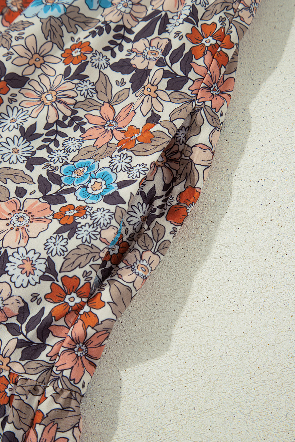 Boho Floral Short Puff Sleeve Mini Dress