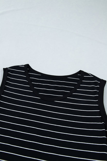 Stripe Drawstring Waist Pocketed Mini Dress