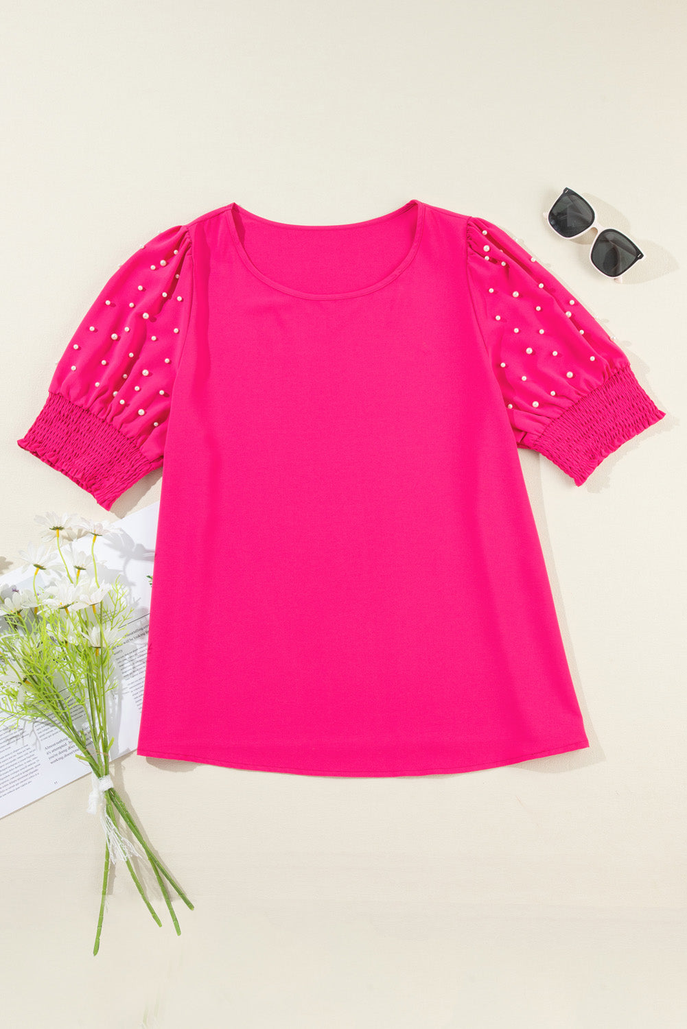 Pearl Puff Sleeve Top Plus Size