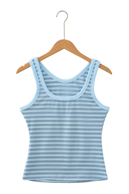 Stripe Ribbed Knit Sleeveless Tank Top