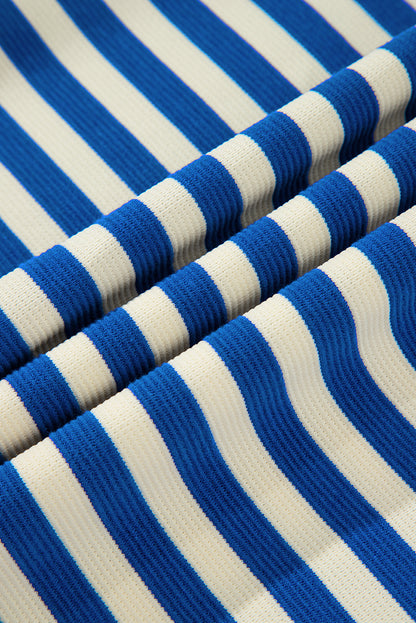 Stripe Flutter Sleeve Contrast Collar Mini Dress