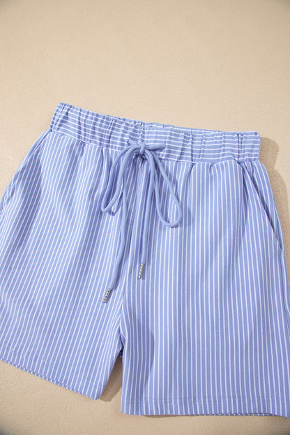 Stripe Polo Shirt and Drawstring Shorts Set