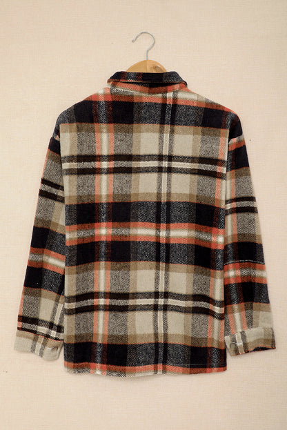 Plaid Button Front Pocketed Shacket